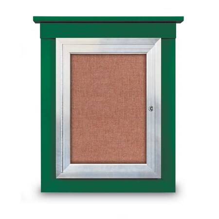 United Visual Products 60"x48" 2-Door Enclosed Letterboard, Header, Green Felt/Lt Oak UV2626HD-LTOAK-GREEN